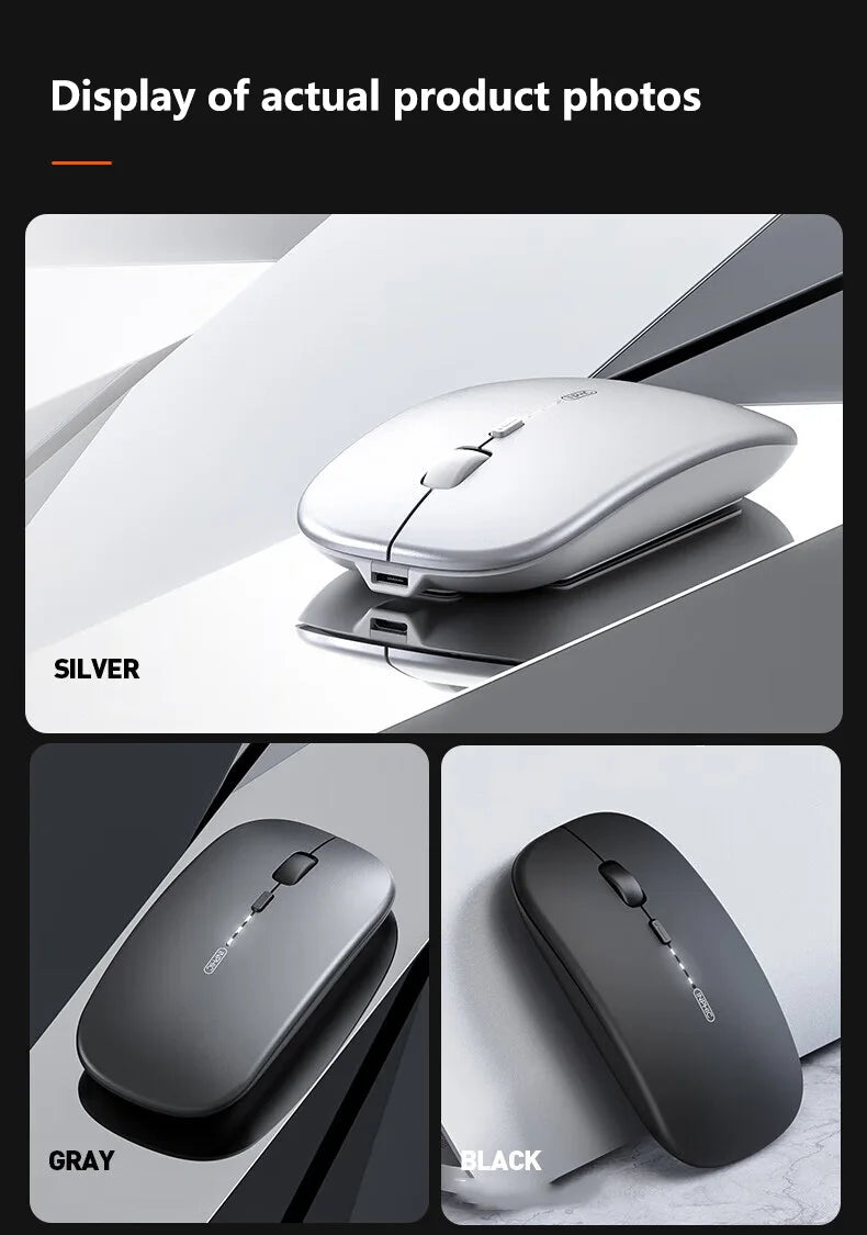 Inphic M1P Rechargeable 2.4G Wireless Mouse with Battery Level Display, Silent Portable Wireless Mouse, Ultra-Thin Rechargeable Mouse for Laptop, PC & Office