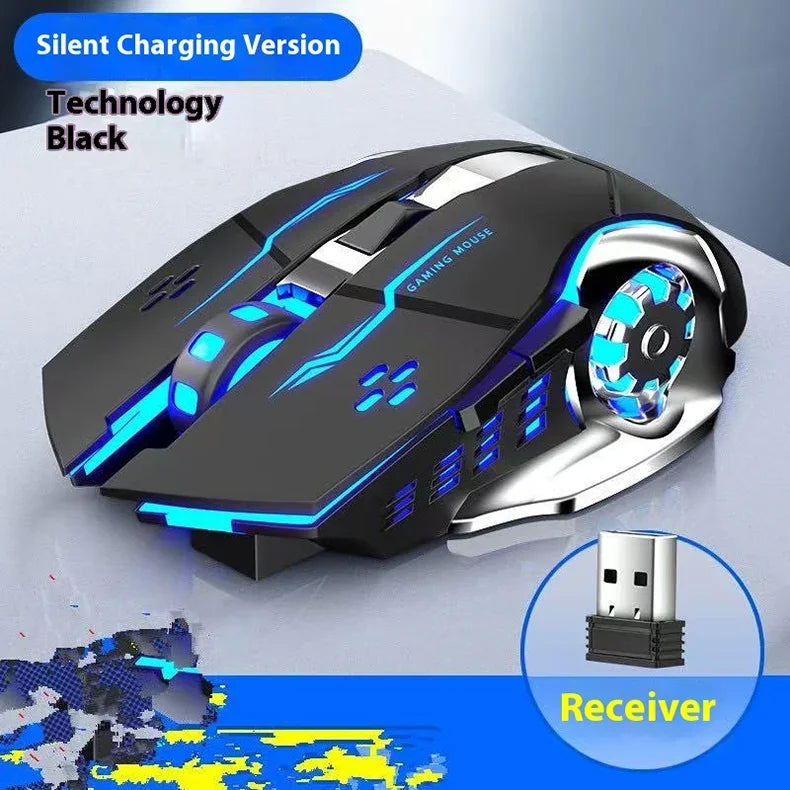 Q13 Bluetooth Wireless Mouse RGB Rechargeable Gaming Mouse, 2.4G Wireless Mouse with Adjustable DPI, 6 Buttons for PC, Laptop & Tablet