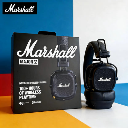 Auriculares supraaurales Bluetooth inalámbricos Marshall Major V 5 – sonido estéreo de graves profundos, headset deportivo y gaming con micrófono, auriculares inalámbricos y con cable