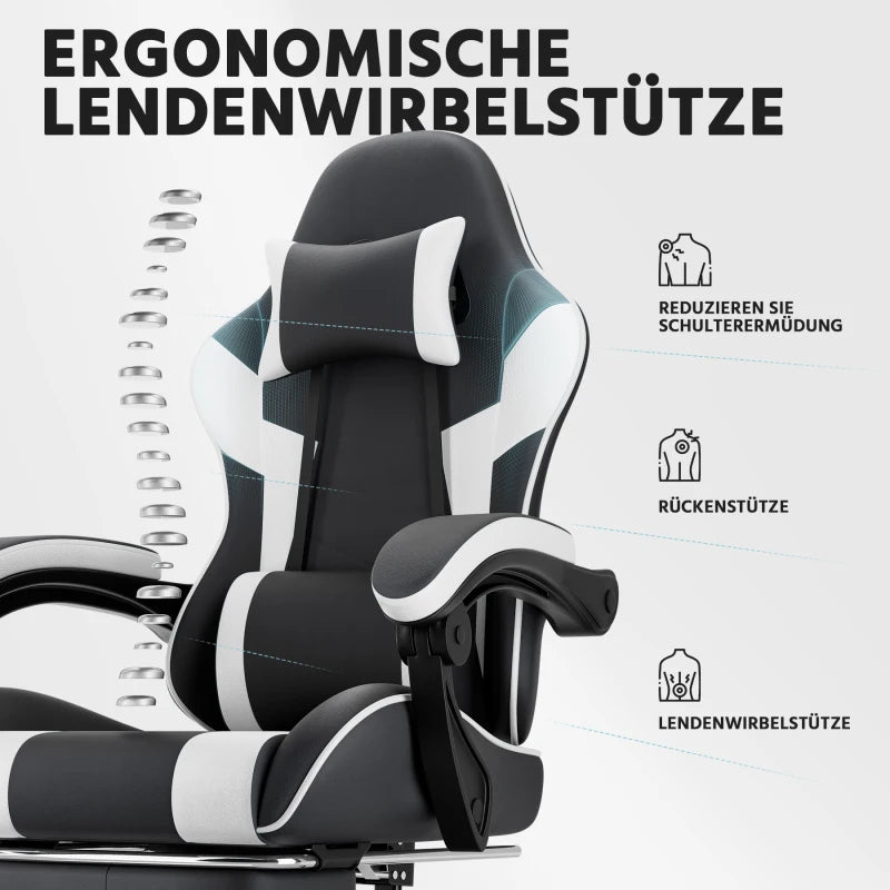 Ergonomic Gaming Chair Office Chair with Breathable Fabric, 360° Swivel Desk Chair, Adjustable Height Computer Chair with Lumbar Support