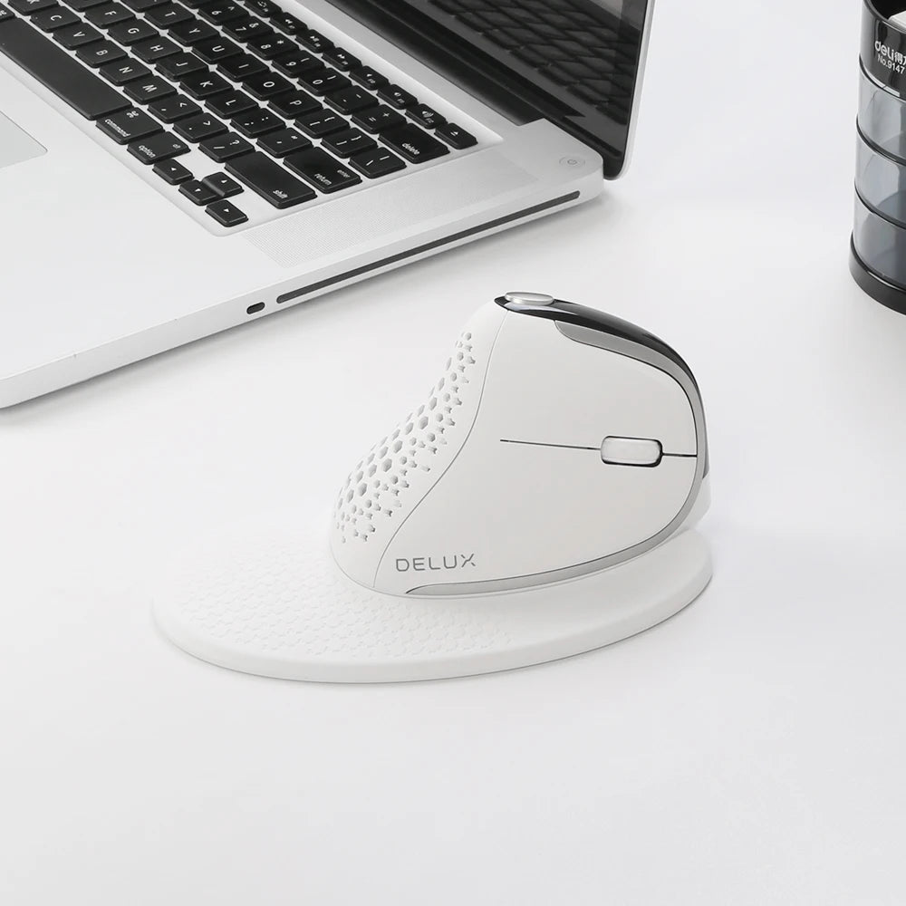 Delux M618XSD Seeker ergonominen pystysuuntainen hiiri OLED-näytöllä, 4000DPI, ladattava 1000mA akku, irrotettava takakansi tietokoneelle