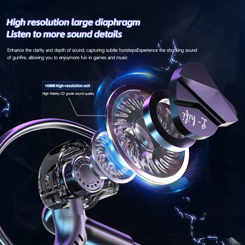 Gaming Earbuds with Dual Microphones, HiFi Stereo Gaming Headset Type-C & 3.5mm Wired In-Ear Earphones, Noise Reduction Gamer Headphones with Mic for Samsung