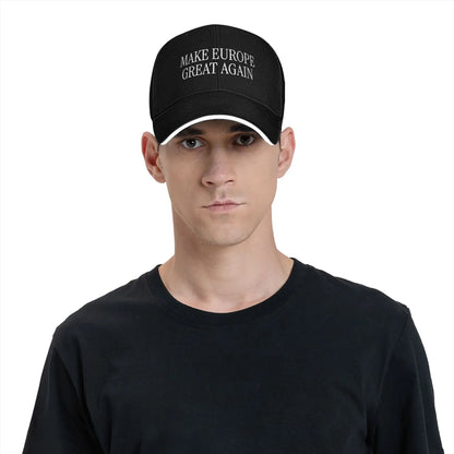 Make Europe Great Again - Cappellino da baseball bianco con scritta "Sun" - Primavera - Unisex - Adolescenti - Cappellini hip hop - Casual - Sport all'aperto - Cappellini da baseball