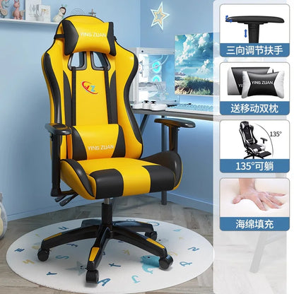 Ergonomic Gaming Chair Comfortable Reclining Computer Chair with Adjustable Height, Footrest, Armrests, Racing Style Office Chair for Home & Office