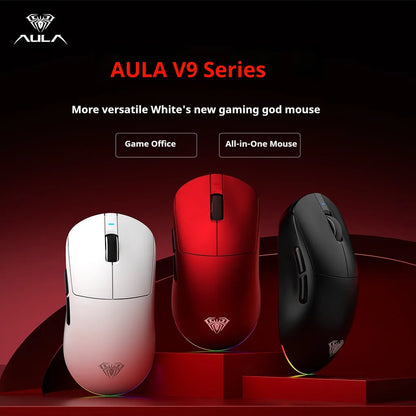 AULA V9 Ultra Wireless Gaming Mouse PAW3950, 8K Polling Rate, Tri-Mode Lightweight Ergonomic Gaming Mouse for PC & Esports
