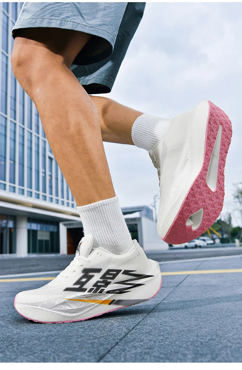 Chaussures de course pour homme, sportives, semelle en carbone, spécialisées, respirantes, légères, pour femme, confortables, athlétiques, antidérapantes, pour marathon