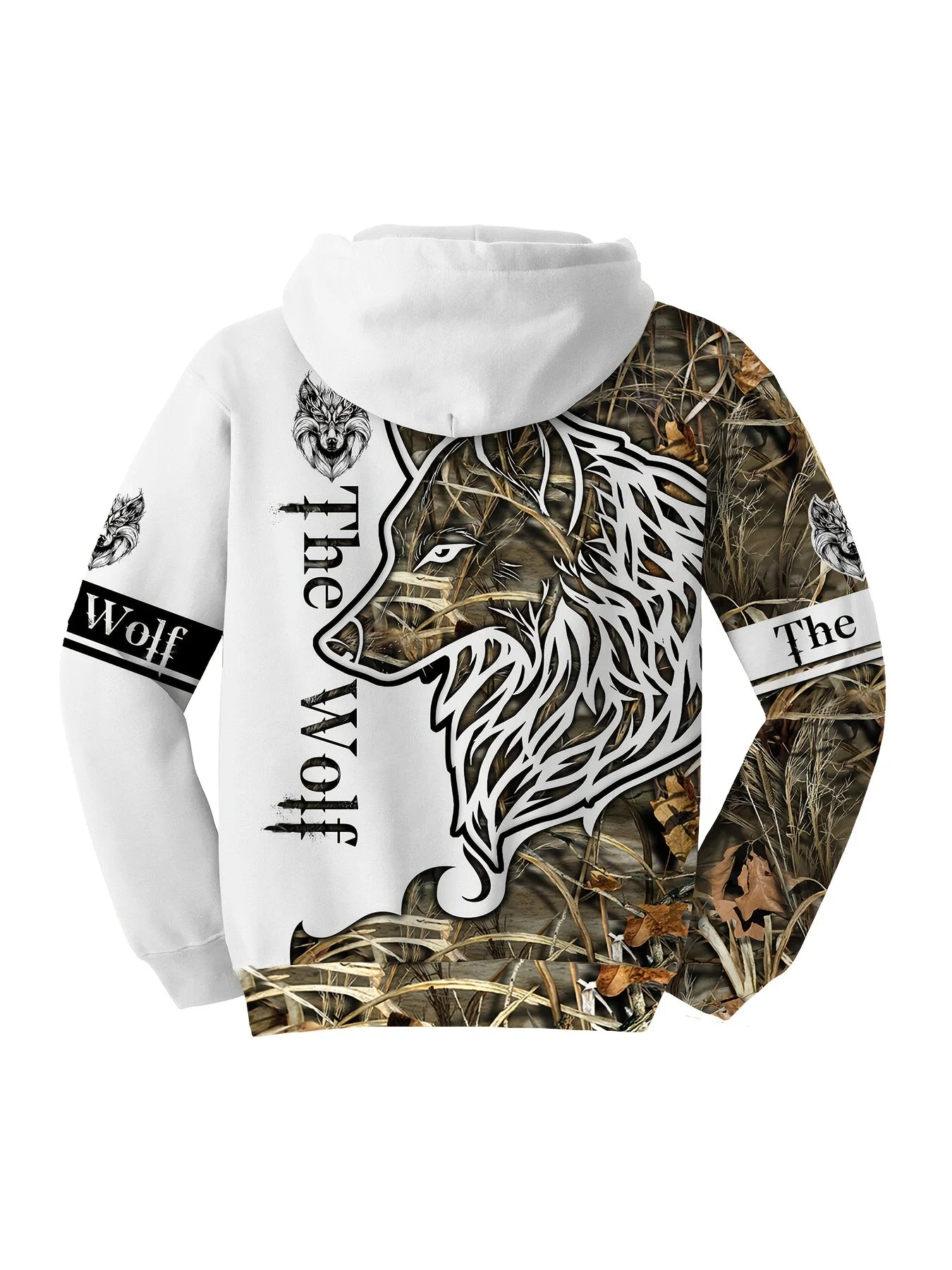 Fashionable men's autumn personalized wolf print soft and comfortable hooded sweatshirt outdoor street style clothing