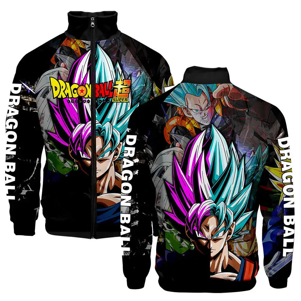 New Fashion Dragon Ball Print Stand Collar Zipper Hoodie Men Women Zipper Hoodies Jackets Long Sleeve Sport Hip Hop Sweatshirts, Produit gaming premium Fraquane