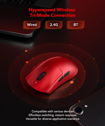 KYSONA Jupiter-serien gamingmus trådbunden/trådlös mus 8Khz PAW3950-sensor Bluetooth 46g uppladdningsbar webbdrivrutin för PC och laptop