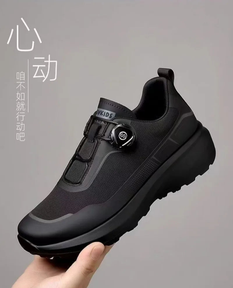 Zapatillas deportivas nuevas para hombre con botón giratorio, de plataforma, para conducir, para caminar, para actividades al aire libre, resistentes al desgaste, para correr y para deporte, talla grande