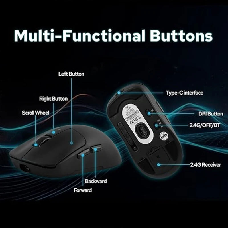 AULA SC680 Wireless Gaming Mouse, Tri-Mode Bluetooth 5.0/2.4G/Wired Gaming Mouse with PAW3395 Sensor, 26000 DPI Super Lightweight Gaming Mouse for PC, Mac & Laptop