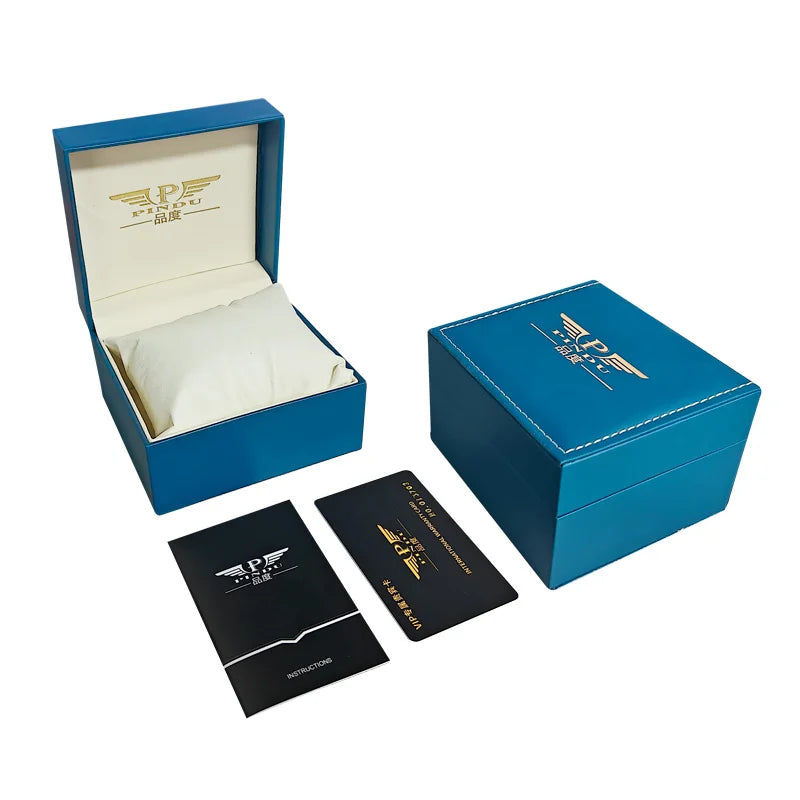 PINDU Watch New TOP Men Mechanical Watches Double Flywheel Automatic Movement Sapphire 5ATM Waterproof 45.5MM Wristwatches Men