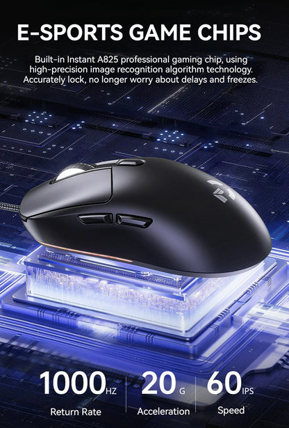 Xundler Wired Gaming Mouse 12800 DPI RGB Programmable Ergonomic USB Gaming Mouse with Instant A825 Sensor, 6 Adjustable DPI Levels for PC & Laptop