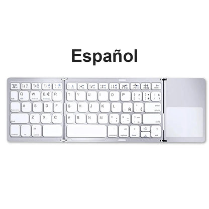 Russian/Spanish/English B033 Mini Foldable keyboard, Wireless Bluetooth Keyboard Recharger with Touchpad for Windows Android IOS