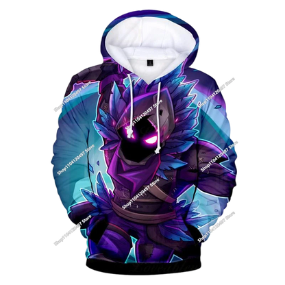Sweatshirts com capuz para rapaz e rapariga Fortnite, pullover infantil com impressão 3D, sweatshirts com capuz Battle Royale para homem, moda de outono, roupa infantil