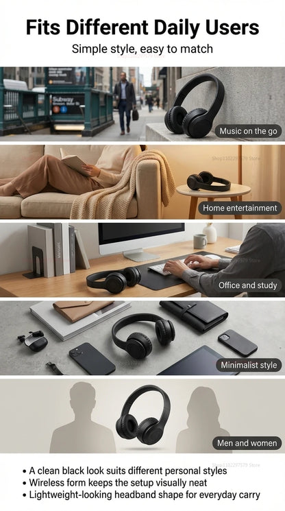 Bluetooth 5.0 Wireless Headphones Foldable Over-Ear Headset with HiFi Stereo Sound, Bluetooth 5.0 Wireless Headphones with Soft Skin-Friendly Earmuffs & Microphone