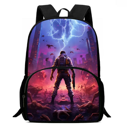 15 Inch Fortnite Cartoon Backpack Unisex for Boys Girls with Front Pocket Lightweight Student School Bookbag Large Capacity