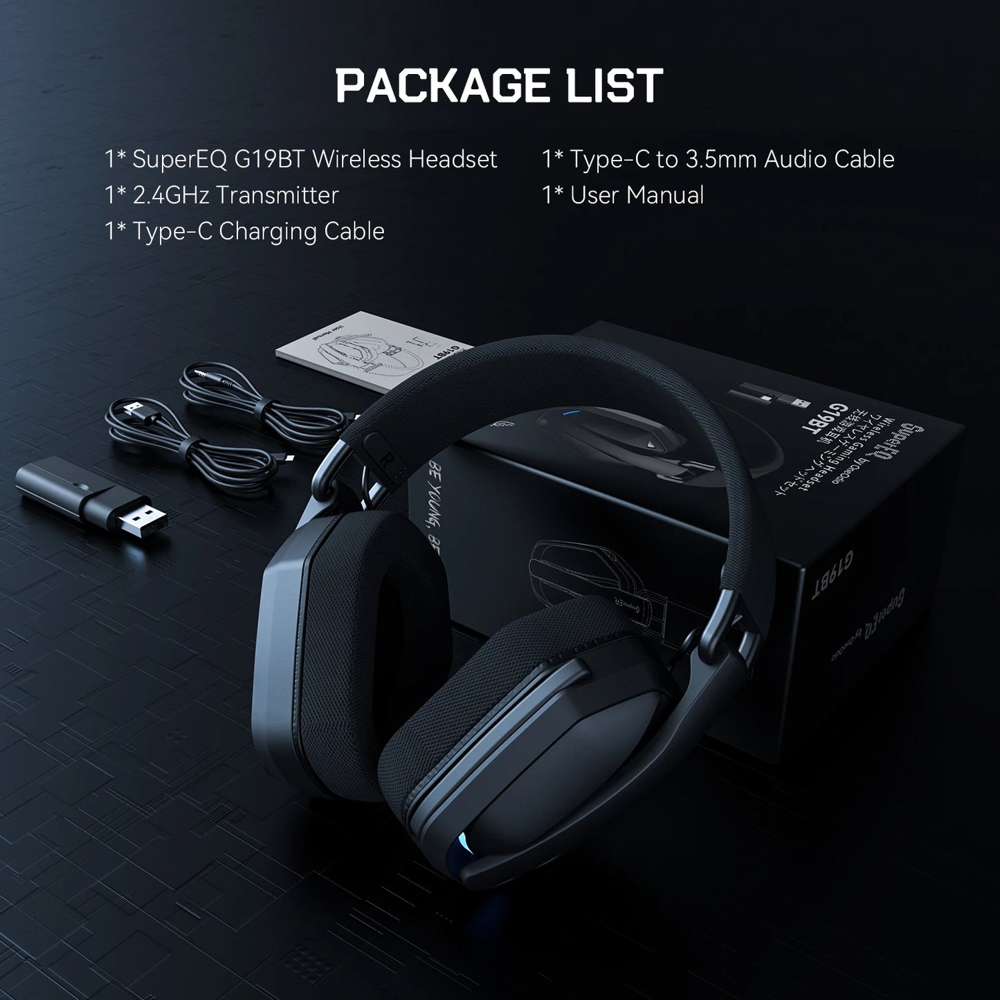 EKSA G19BT 2.4GHz Wireless RGB Headphones With Mic USB/type C Transmitter Over-Ear Gaming Headset