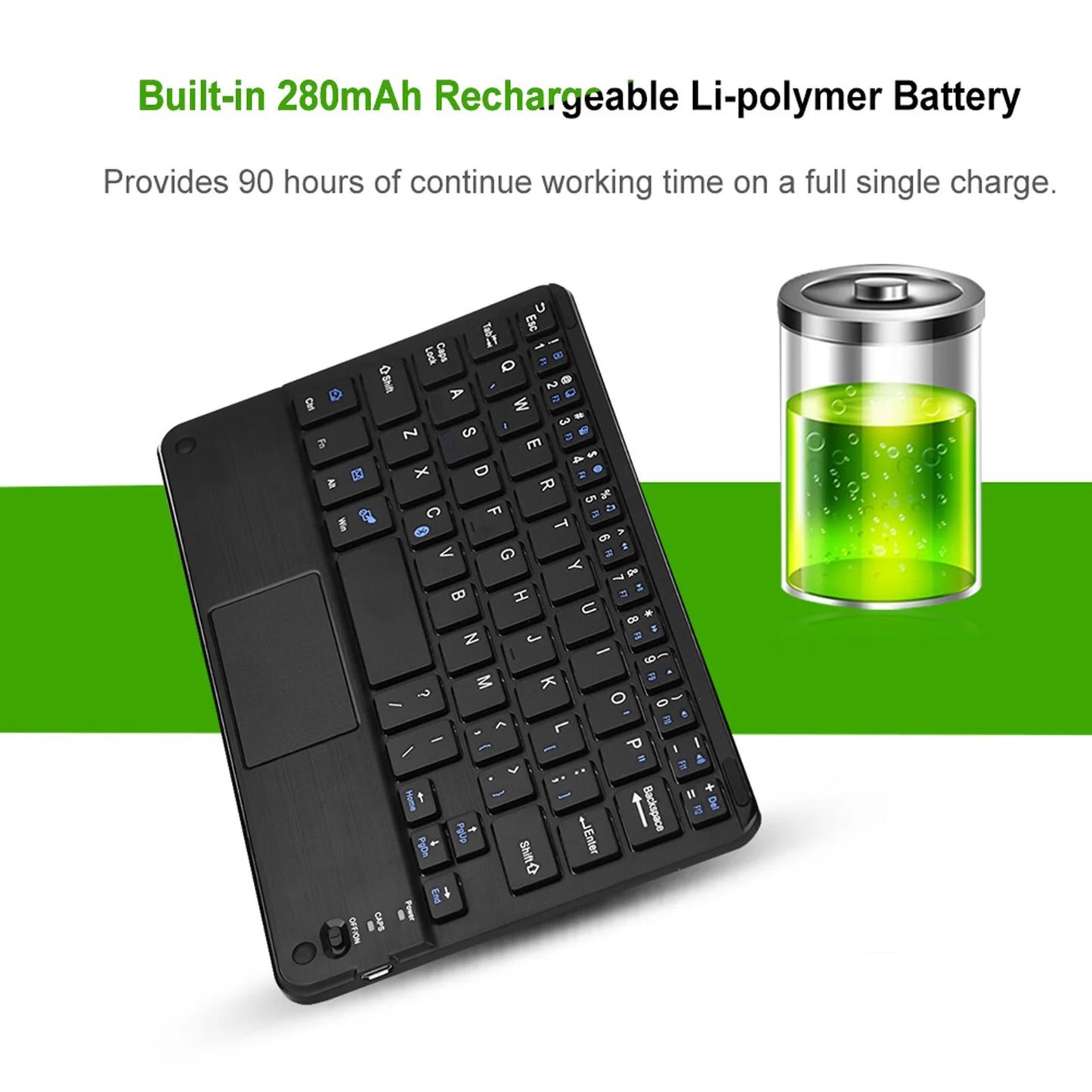 Professional UltraSlim Mini Wireless Bluetooth Keyboard with Touchpad Compact Ergonomic Responsive for Windows PC Android Tablet