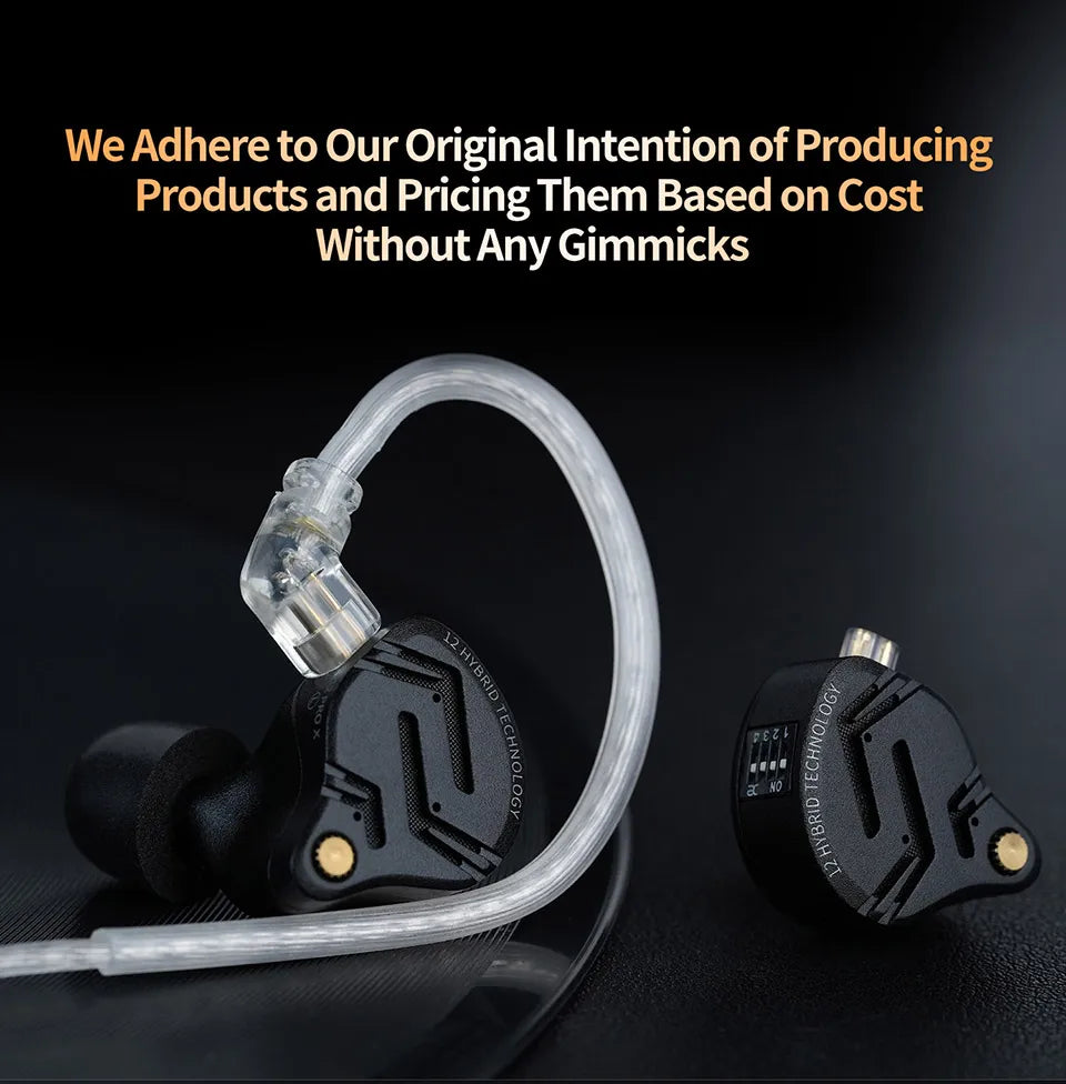 KZ ZS12 PRO X Hybrid Dynamic Balanced Armature IEM Earphones, HiFi In-Ear Monitor Headphones with Detachable Silver-Plated Cable, Studio-Grade Wired Earbuds