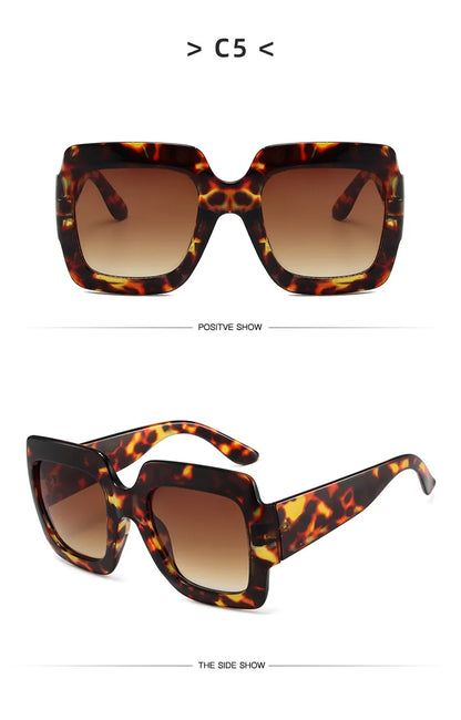 Fashion Women Oversize Sunglasses Gradient Retro Luxury Brand Designer Square Sun Glasses Female Trending Shades UV400 Eyeglas