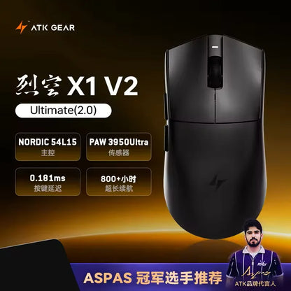ATK Blazing Sky X1 V2 Ultimate Dual Mode -langaton hiiri, kevyt PAW3950 Ultra Dual 8K HZ, matala viive, mukautettu ergonominen hiiri