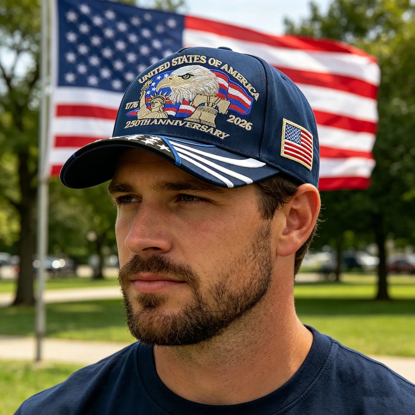 ABLECAP 250th Anniversary USA Hat Embroidered Patriotic Baseball Cap 1776-2026 Independence Day Cap Adjustable Hat for Men Women