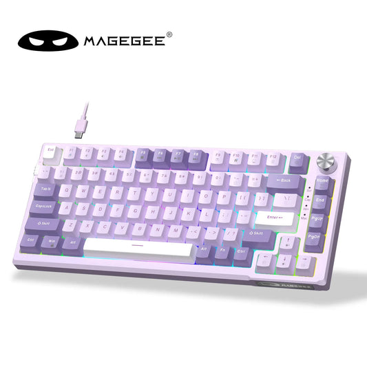 MageGee SKY81 75% Mechanical Gaming Keyboard RGB Hot Swappable Gasket Keyboard with Knob, Wired Custom Mechanical Gaming Keyboard with Creamy Sound