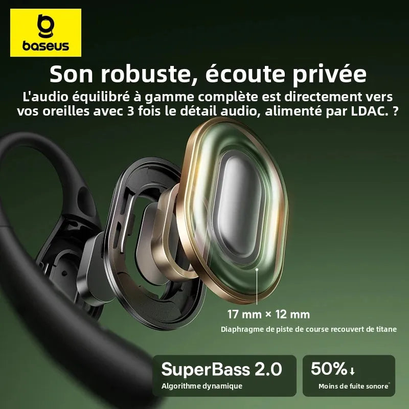 Baseus Eli Sport 2 Open-Ear Wireless Earphones Bluetooth 6.0 OWS Headphones Hi-Res with LDAC OWS Earphones Earhook Sport Earbuds