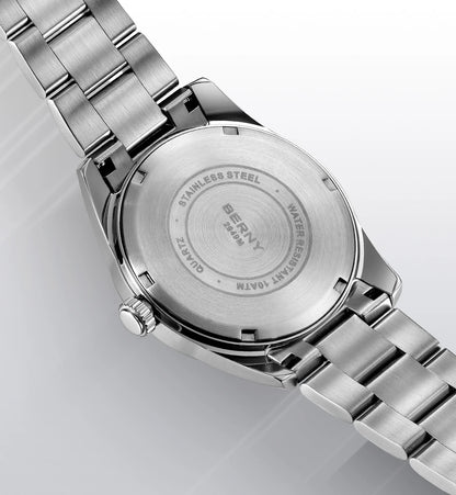 BERNY Men's Watch Luminous AR Sapphire 10ATM Classic  Dress Business Quart Watches for Men Fashion Casual Wristwatch