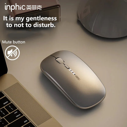 Inphic M1P langaton hiljainen toimistohiiri, erittäin ohut ja kannettava, USB-liitäntä, akun varaustason näyttö, TYPE-C-lataus