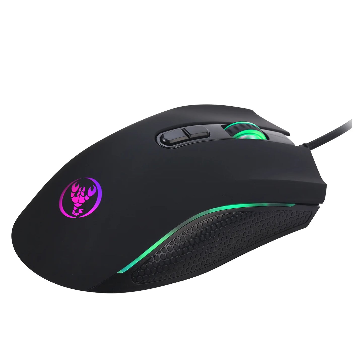 Exklusiv professionell optisk gamingmus med LED-bakgrundsbelysning i 7 klara färger och ergonomisk design, 3200 DPI, för LOL CS-gamers