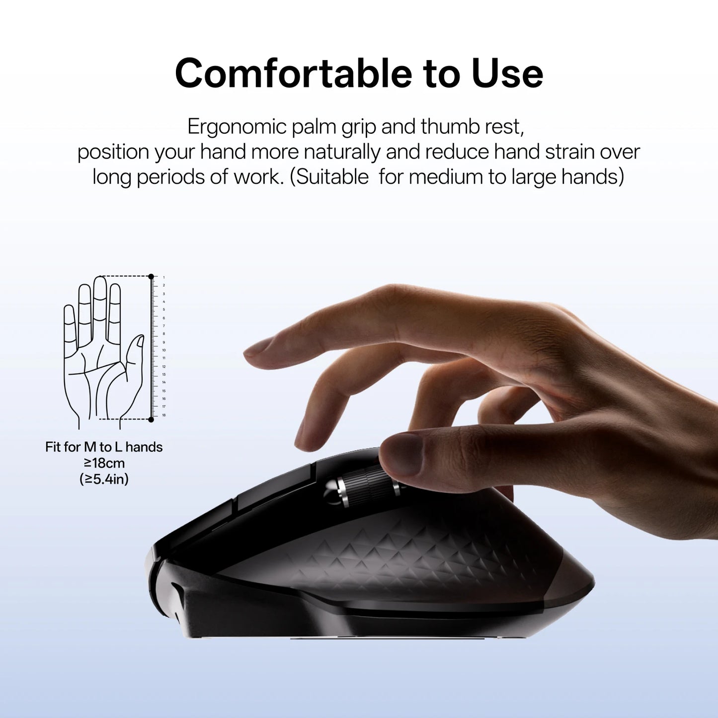 Rapoo MT710L Multi-Mode Rechargeable Wireless Mouse, Bluetooth Wireless Mouse with 4000 DPI, Ergonomic Multi-Device Mouse for Up to 4 Devices