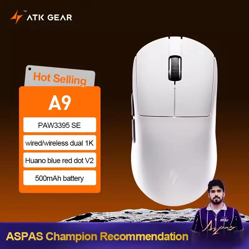 ATK Dragonfly A9 Wireless Gaming Mouse NearLink Tri-Mode Dual 8K Ultra-Lightweight Ergonomic Esports Mouse