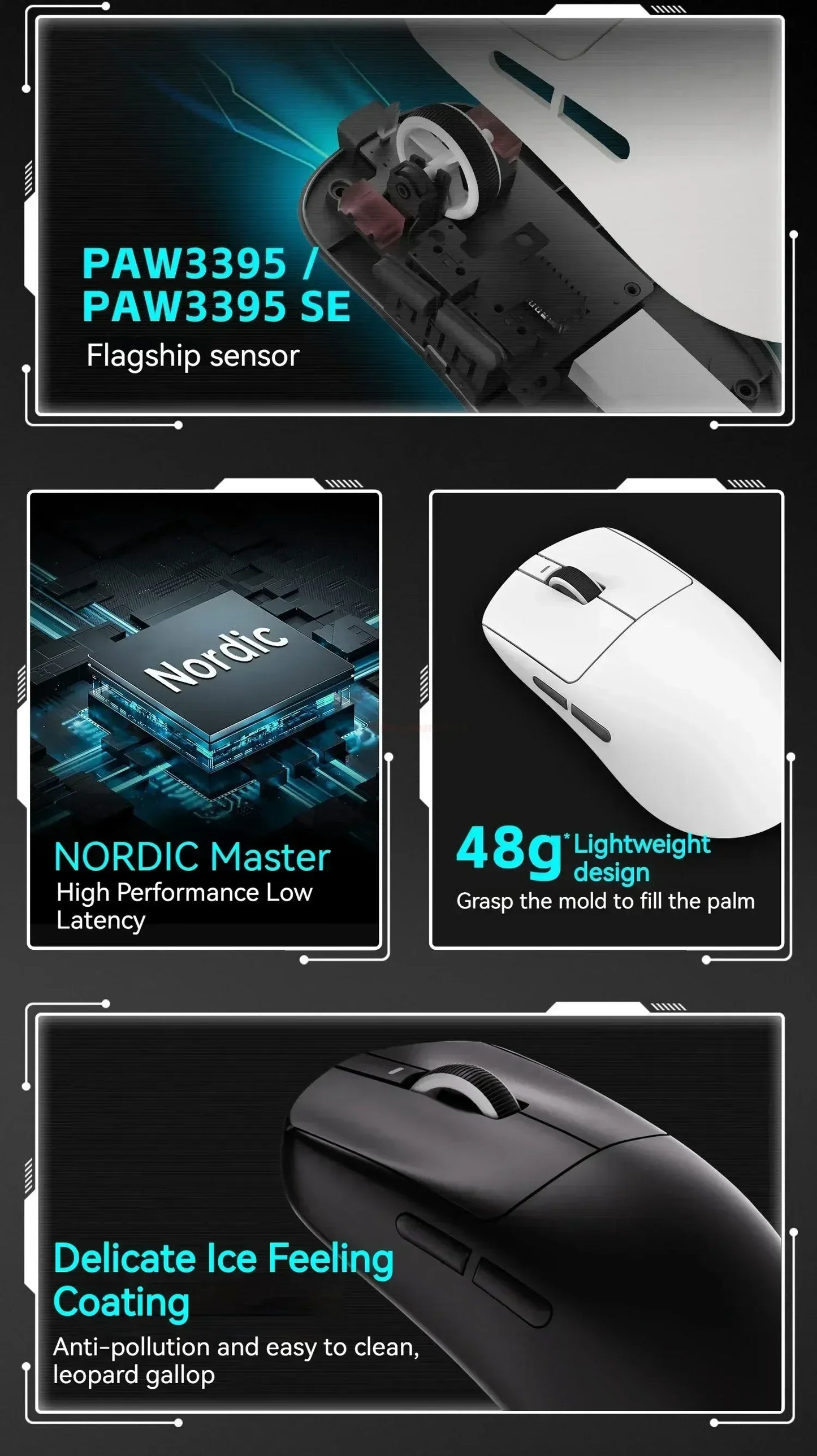 VXE Dragonfly R1 Pro Max Gaming Mouse, Wireless Bluetooth Gaming Mouse with PAW3395 Sensor, Rechargeable Lightweight Ergonomic Esports Mouse