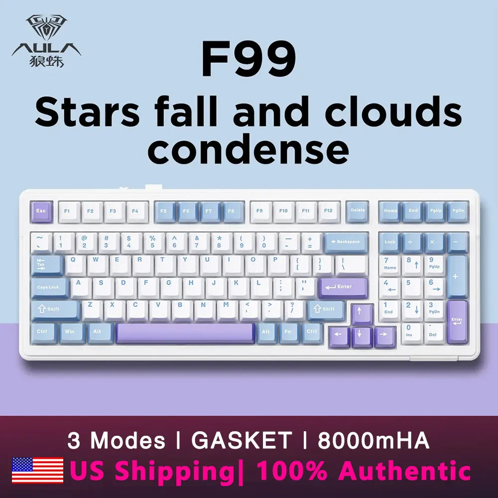 AULA F99 Wireless Mechanical Keyboard Tri-Mode Hot Swappable Custom Keyboard Gasket Structure for PC/Tablet/Xbox/PS4/PS5