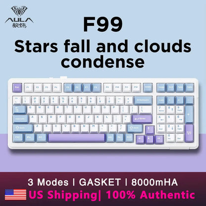 AULA F99 Wireless Mechanical Keyboard Tri-Mode Hot Swappable Custom Keyboard Gasket Structure for PC/Tablet/Xbox/PS4/PS5