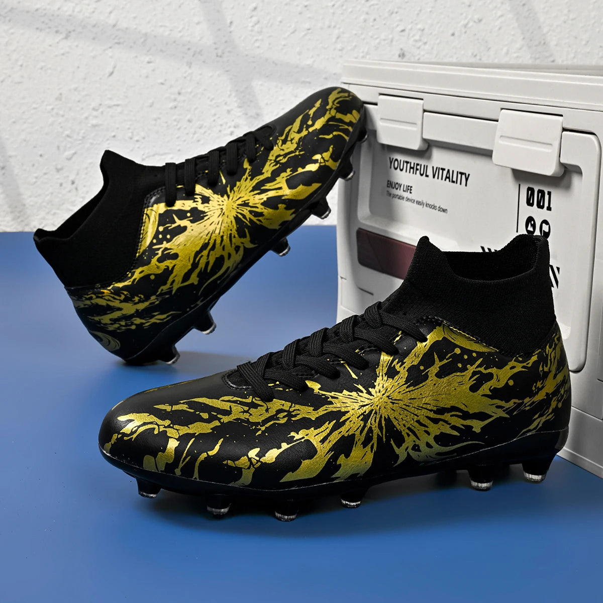 Chaussures de football pour adultes, crampons AG FG, légères, antidérapantes, avec longues pointes, résistantes à l'usure, pour terrain de gazon extérieur.