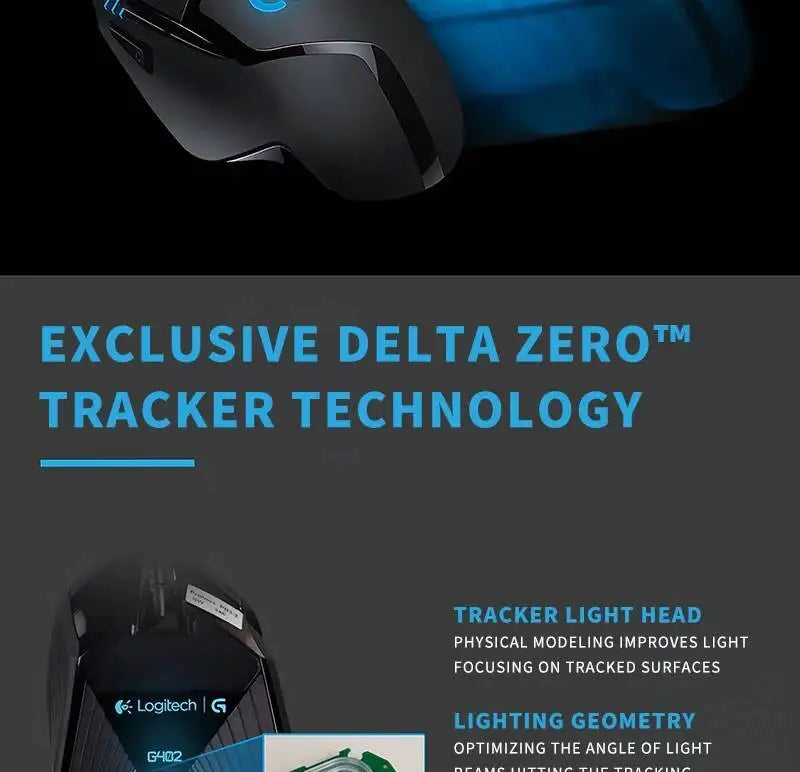 Logitech G402 Wired Gaming Mouse, 4000 DPI Gaming Mouse with 8 Programmable Buttons, 32-Bit ARM Processor, USB Optical Gaming Mouse for PC Gaming & Work