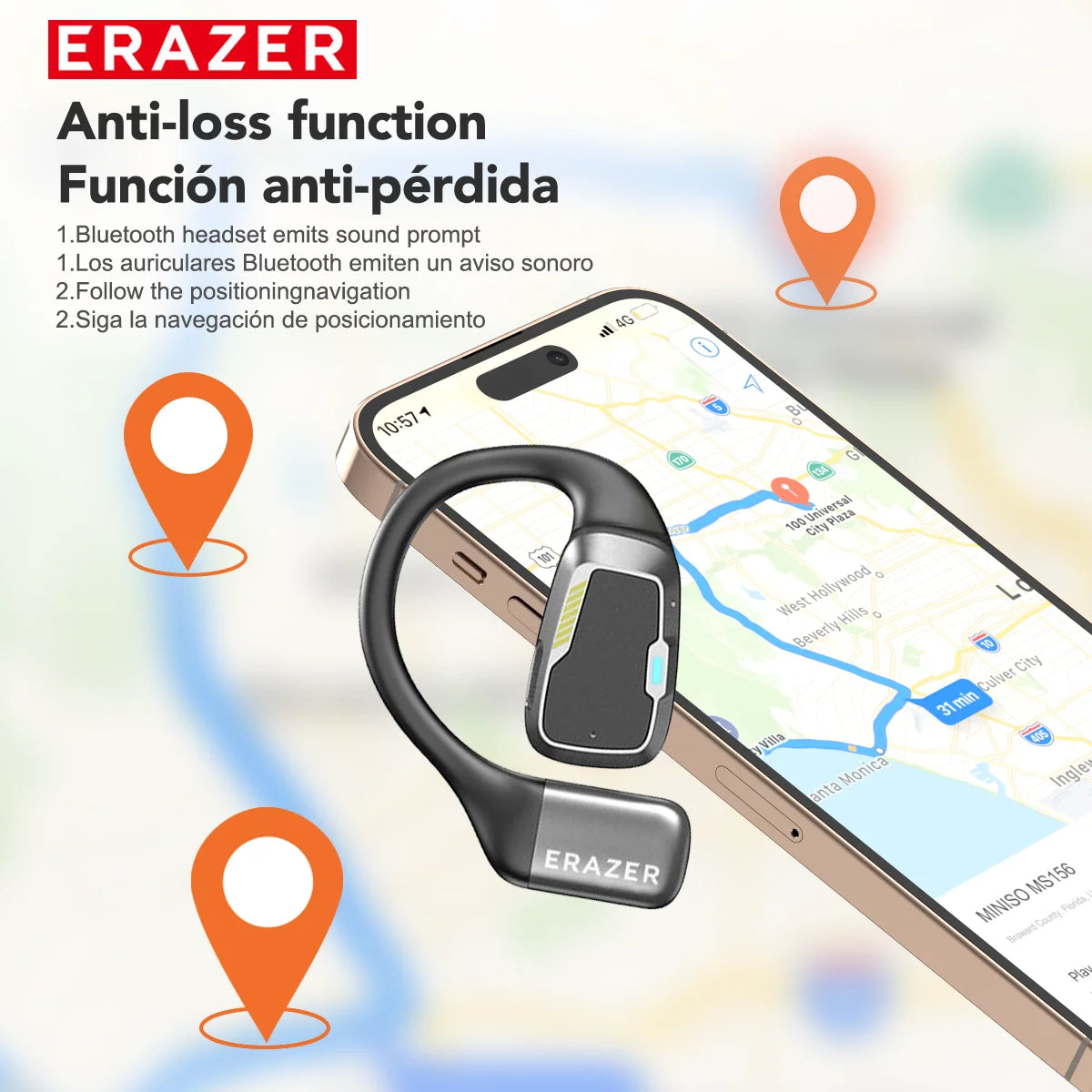 AI Earphone Translator Erazer XP6 Bluetooth 5.4 Wireless Earbuds – Real-Time 144 Languages Translation, Sleep ASMR Earphones, Deep Bass AI Headphones for Travel & Office