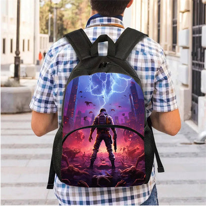 15 Inch Fortnite Cartoon Backpack Unisex for Boys Girls with Front Pocket Lightweight Student School Bookbag Large Capacity