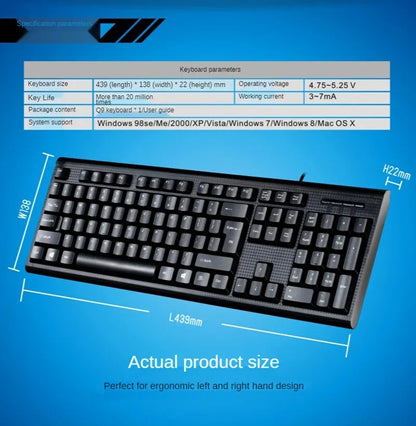 Q9 Wired USB Keyboard 104-Key Business Office Keyboard for Desktop & Laptop, Full-Size Wired USB Keyboard for Home, Office & Windows/Mac