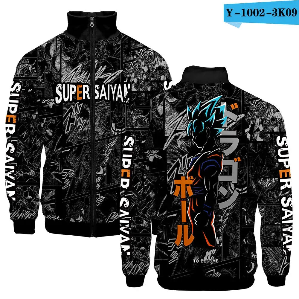 Produit gaming premium Fraquane, New Fashion Dragon Ball Print Stand Collar Zipper Hoodie Men Women Zipper Hoodies Jackets Long Sleeve Sport Hip Hop Sweatshirts