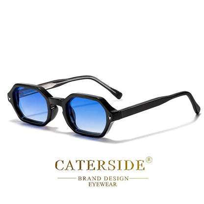 CATERSIDE Polygon Sunglasses Fashion Men Small Frame Gradient Lens Sun Glasses for Summer Beach Party Ideal Choice for Gifts