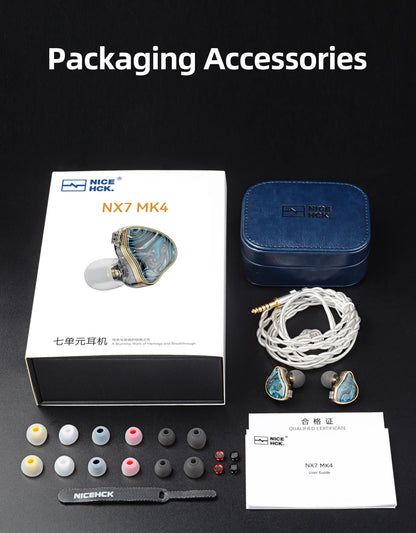 NICEHCK NX7MK4 HiFi Earphones 7 Driver Hybrid Audiophile IEM with Stabilized Wood Faceplate, Replaceable Tuning Filters, Wired Earbuds