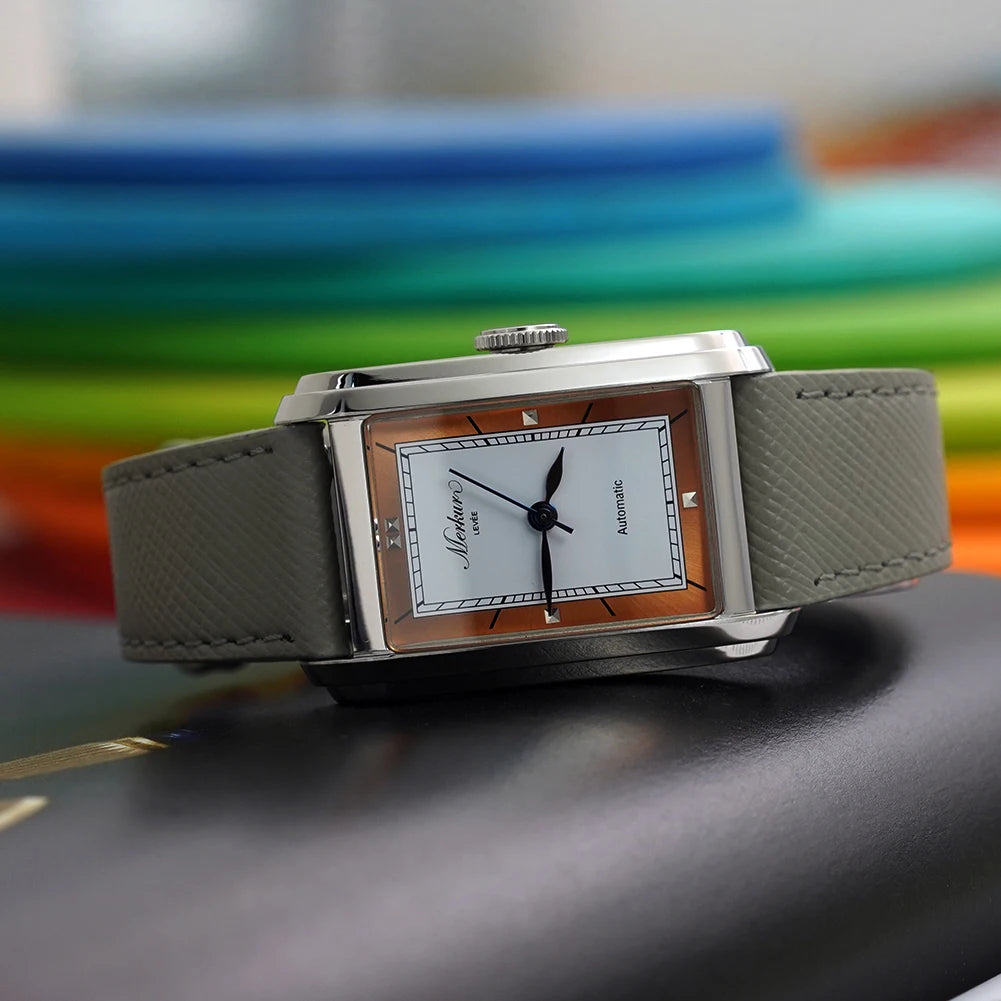 New MERKUR NH05 Rectangle Retro Casual Watch for Men Business Series Automatic Chorded Watch Relogio Sapphire White Watch