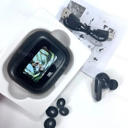 JBL Live Beam 3 True Wireless Bluetooth Earbuds with Smart Display Case, Active Noise Cancelling Headphones, HiFi Stereo Sound