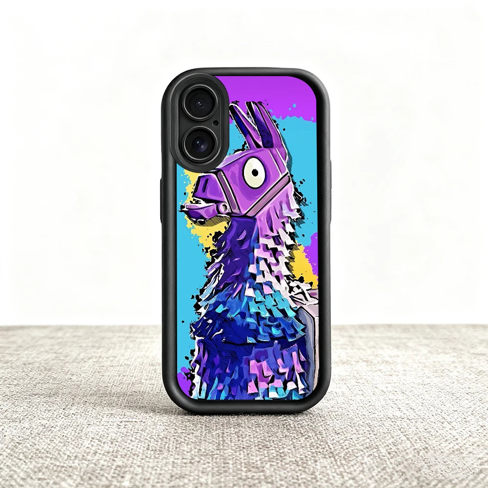 Capa para telemóvel Game F-Fortnite Survival para iPhone 11 12 13 14 15 16 17 Max Pro Plus Air Mini, capa macia preta com proteção da lente