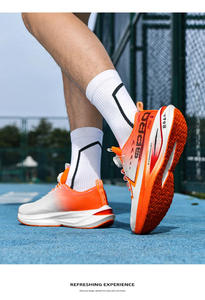Scarpe da corsa da maratona da uomo con soletta in carbonio, sportive specializzate, traspiranti e leggere; scarpe da ginnastica da donna comode, sportive e antiscivolo