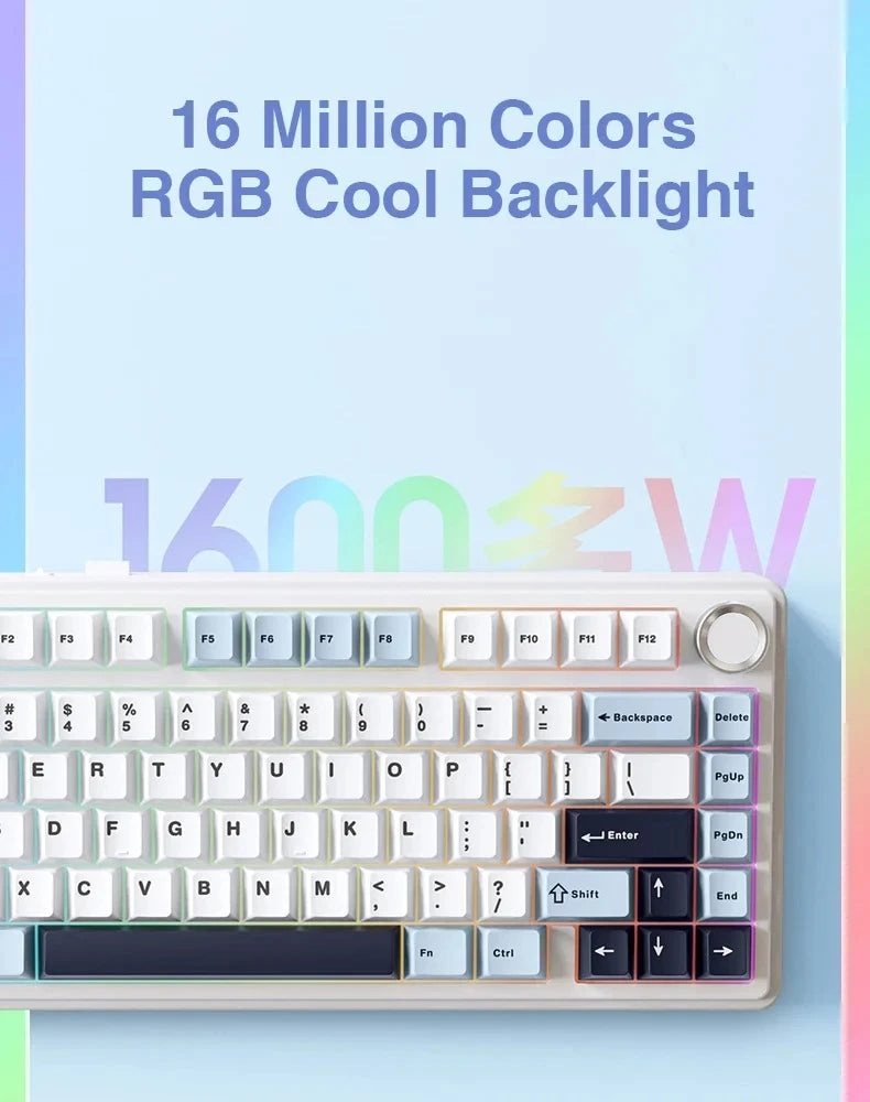 AULA F75 2.4G Wireless/Bluetooth/Wired Gaming Mechanical Keyboard RGB Customized 75% Layout OEM Profile Gasket PC Game Keyboard